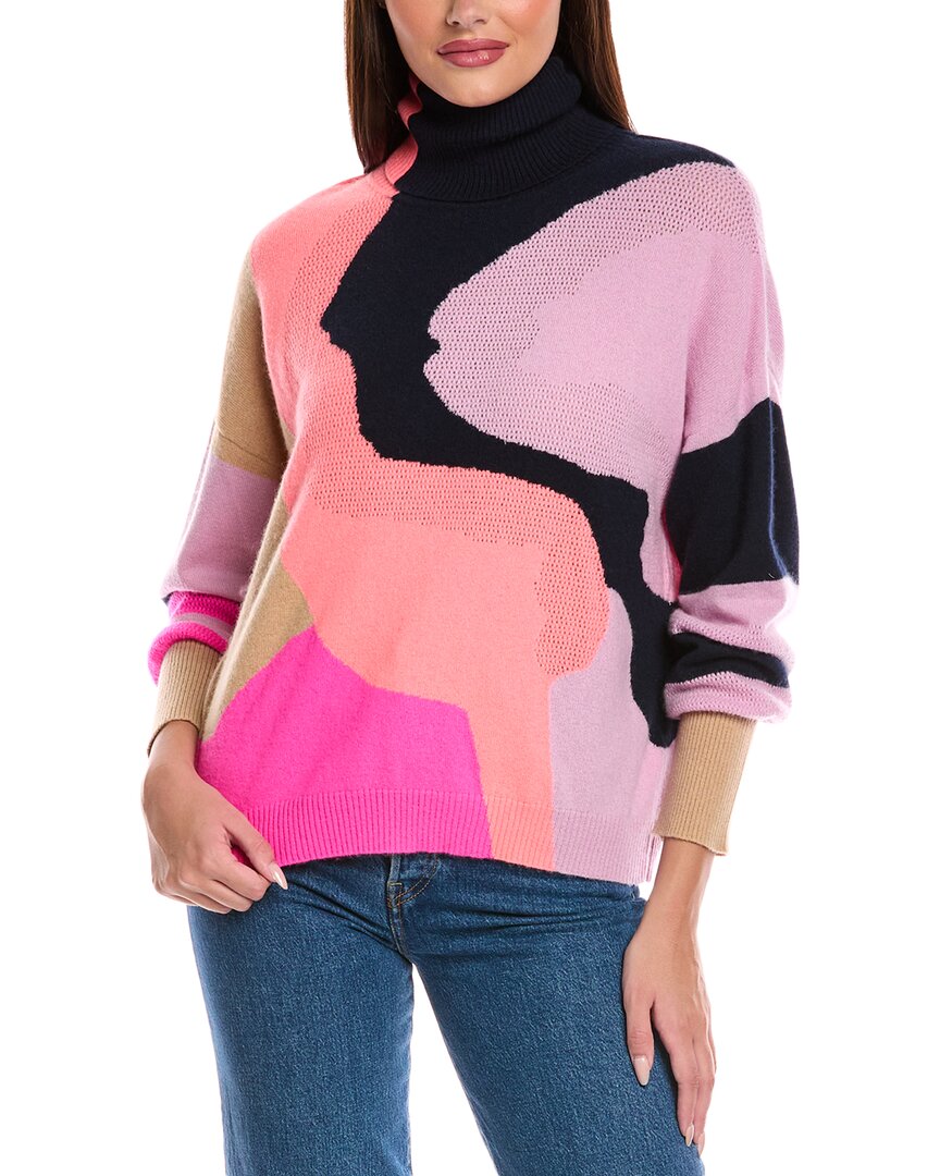 Brodie Cashmere Abstract Roll Neck Sweater In Multi