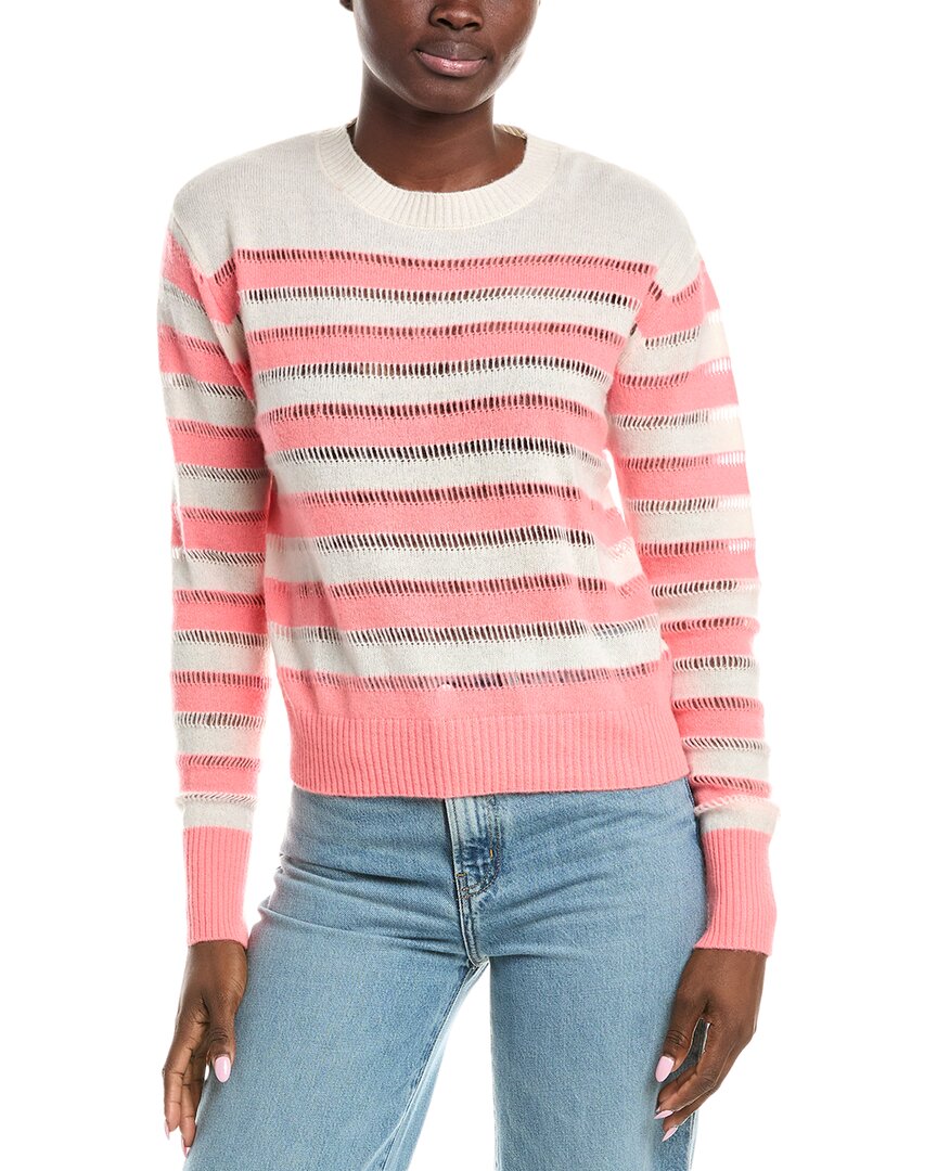 Brodie Cashmere Beach Stripe Cashmere Sweater In Orange