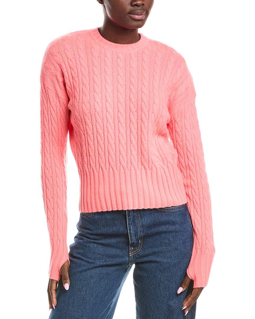 Brodie Cashmere Cathy Cable Cashmere Sweater In Pink