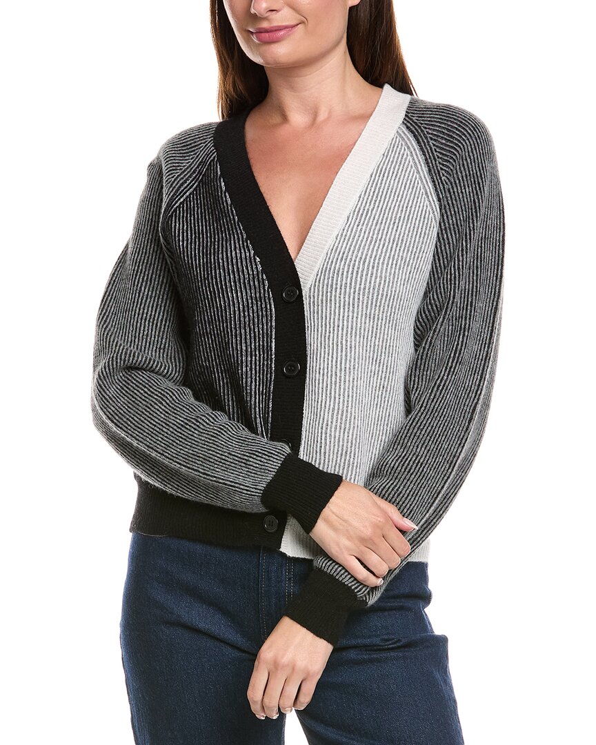 Brodie Cashmere Chloe Colorblock Cardigan In Black