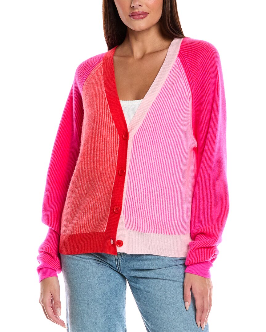 Brodie Cashmere Chloe Colorblock Cashmere Cardigan In Red