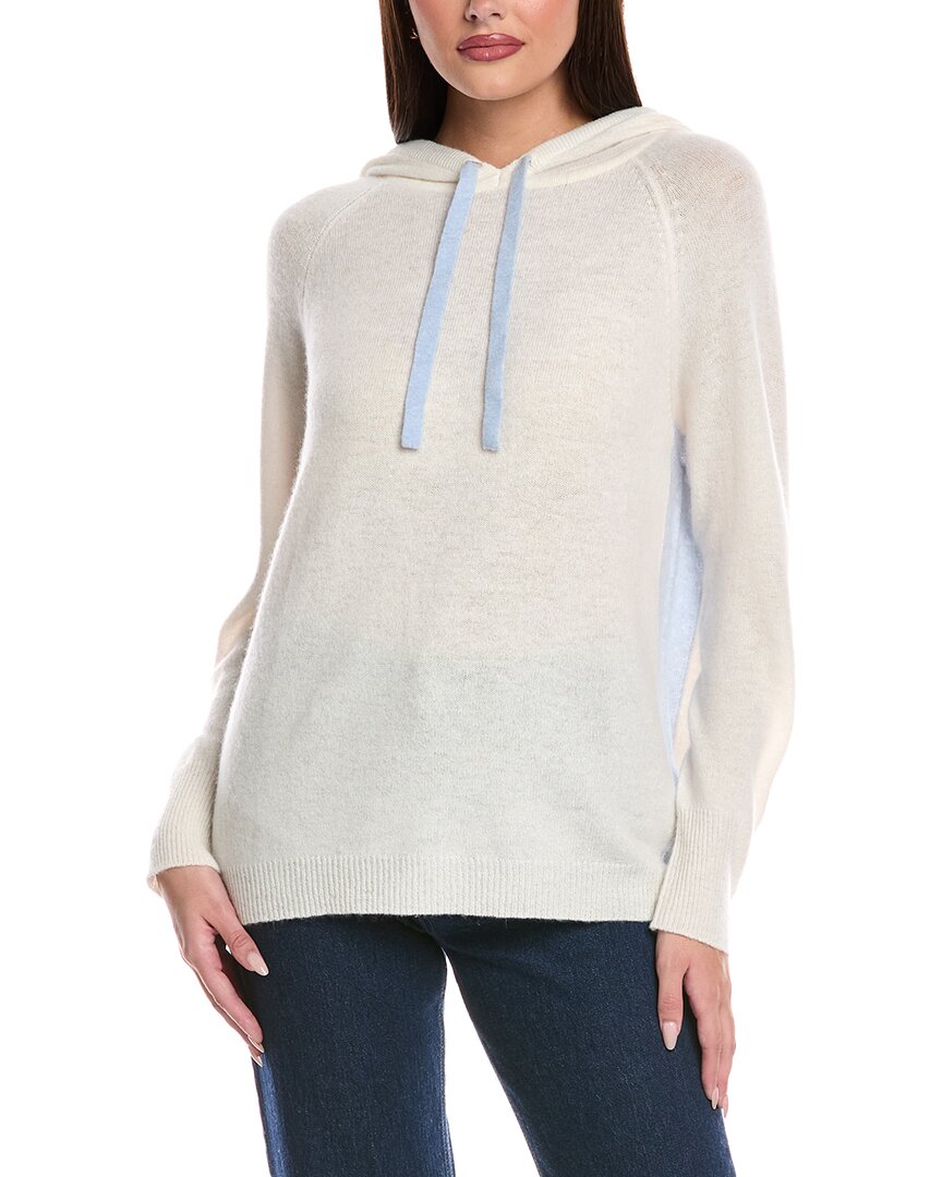 Brodie Cashmere Contrast Cashmere Hoodie In White