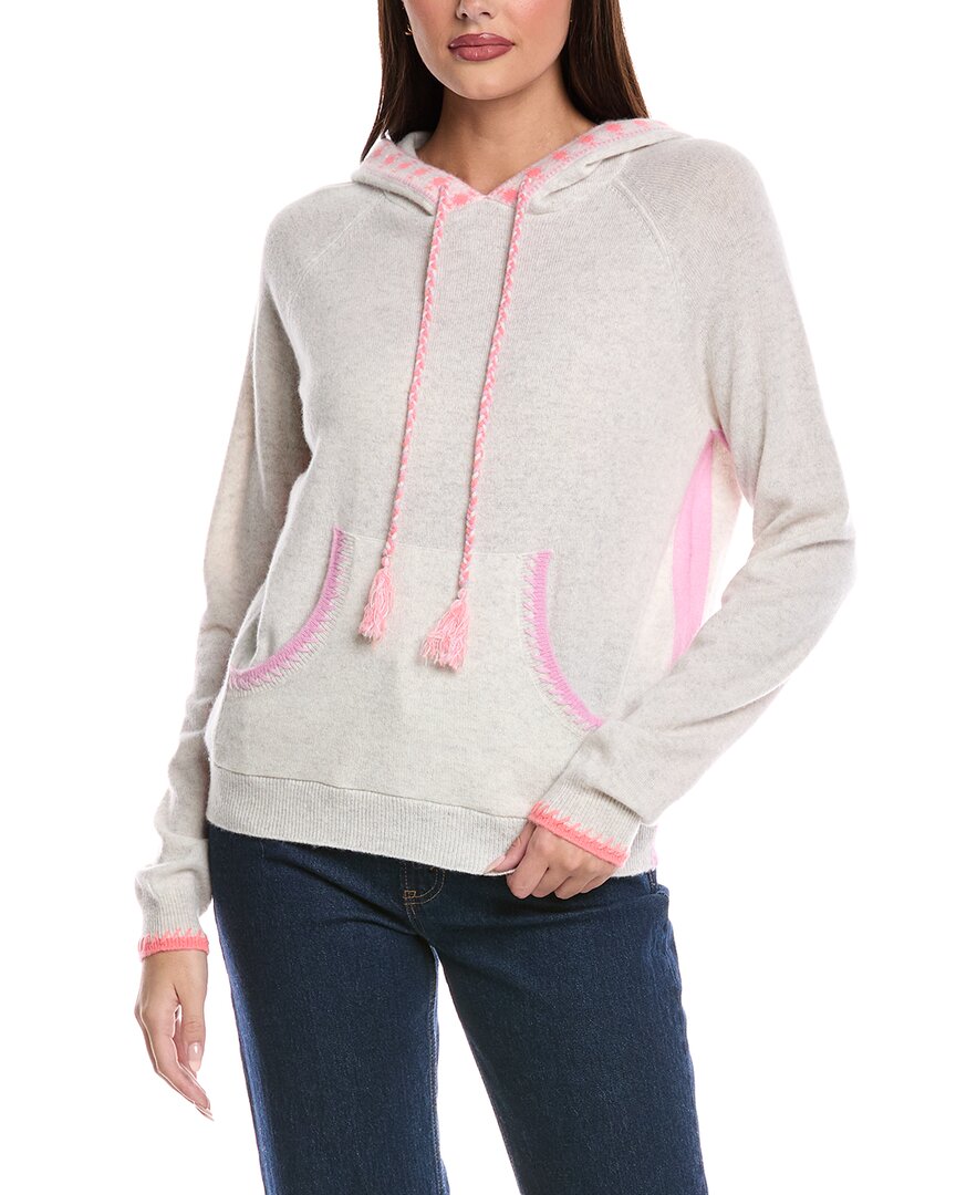 Brodie Cashmere Georgie Geo Trim Cashmere Hoodie In Gray