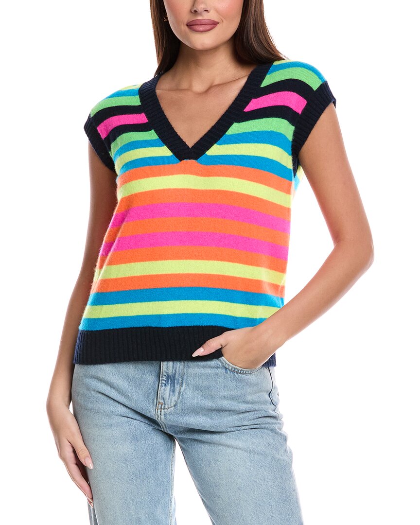 Brodie Cashmere Madeline Stripe Cashmere Vest In Multi
