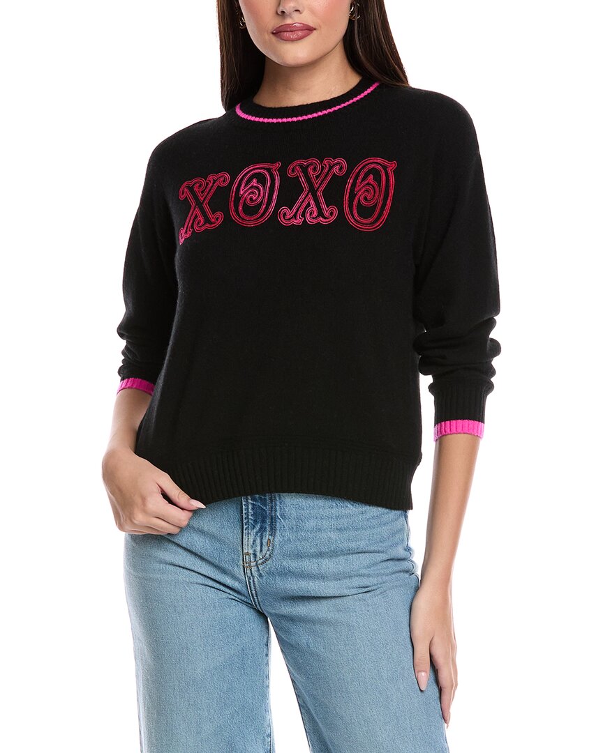 Brodie Cashmere Xoxo Cashmere Crewneck Sweater In Black