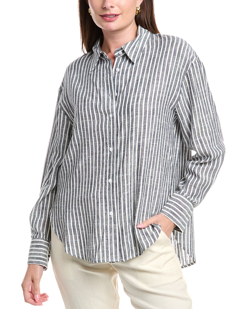 Serenette Linen-blend Shirt In Gray