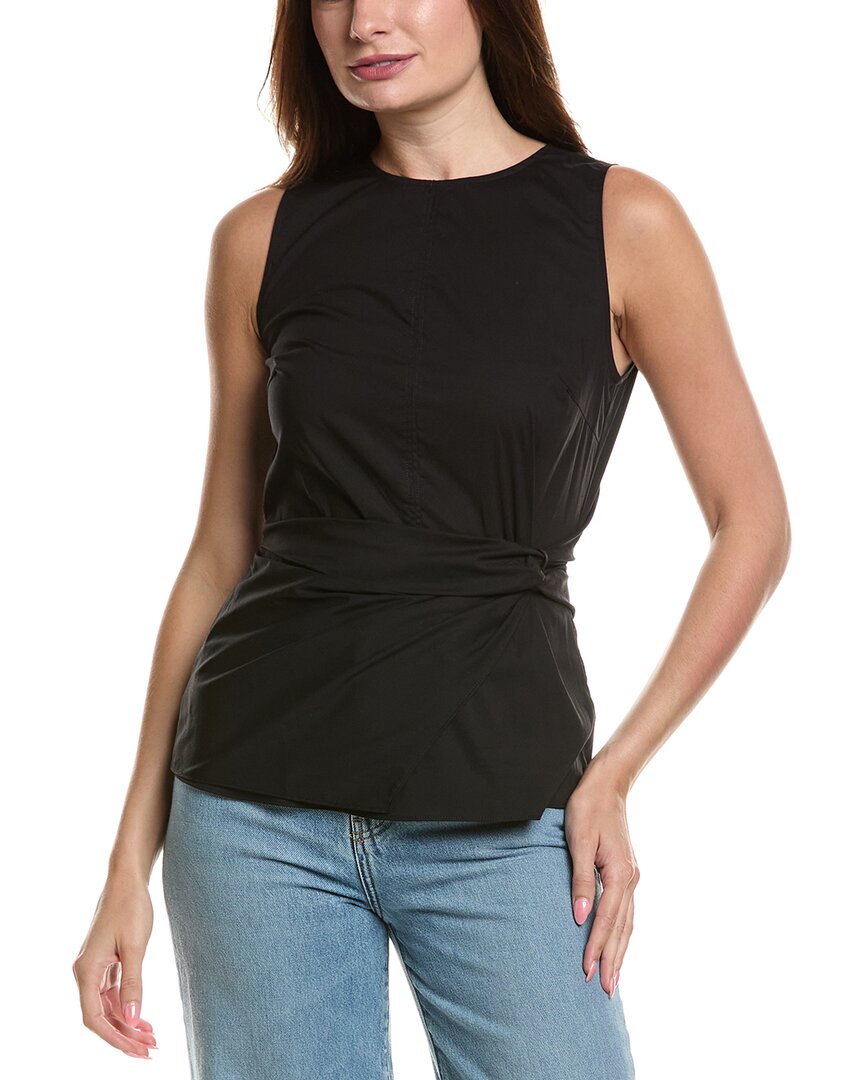 Jason Wu Twist Woven Top In Black