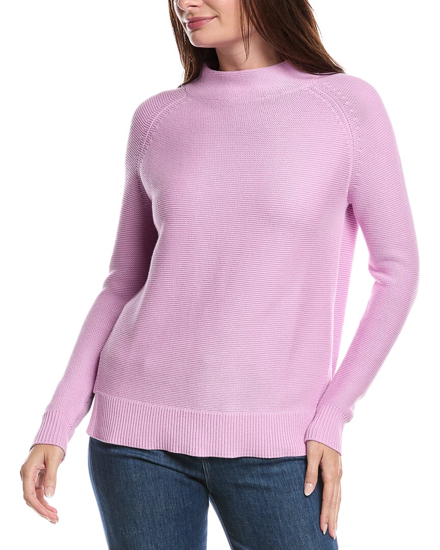 Forte Cashmere Garter Funnel Neck Sweater In Purple