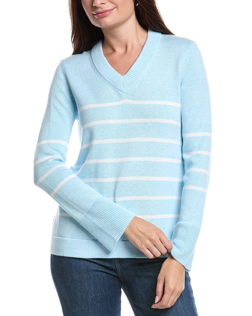 Forte Cashmere V-neck Sweater In Blue