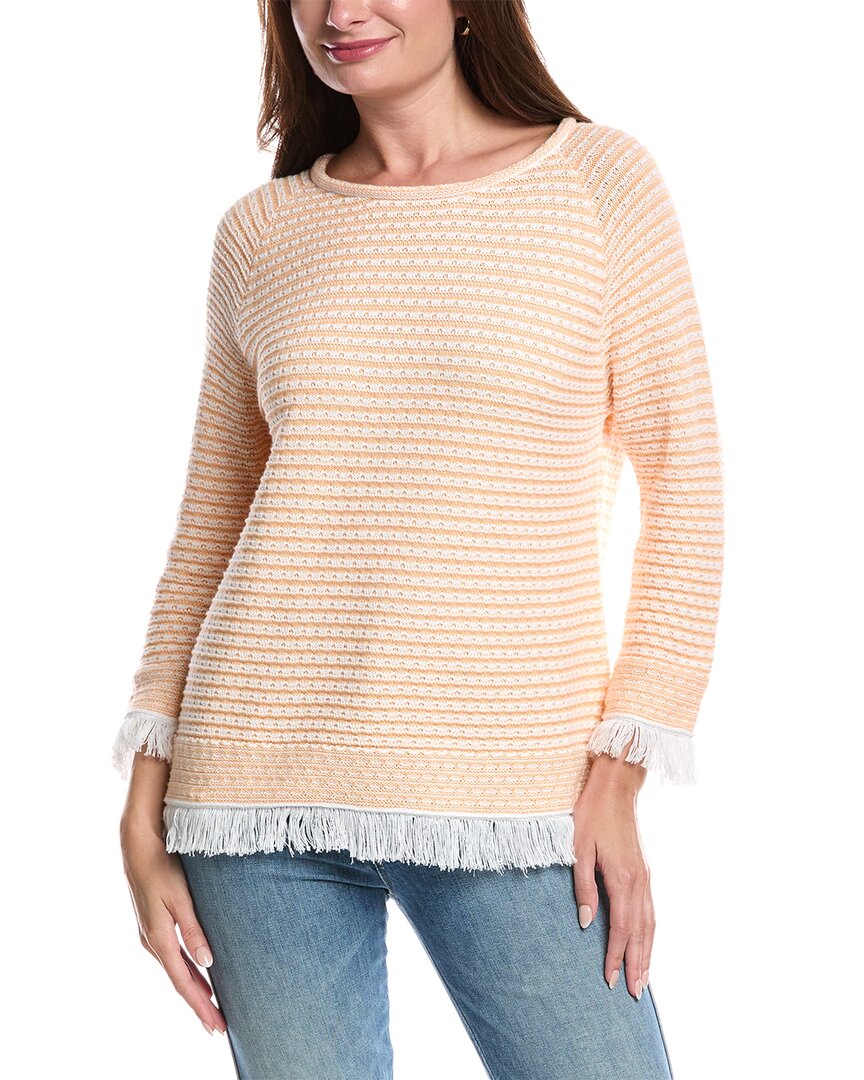 Forte Cashmere Textured Fringe Pullover In Multi