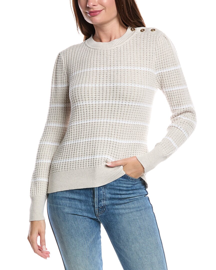 Forte Cashmere Waffle Knit Sweater In Gray