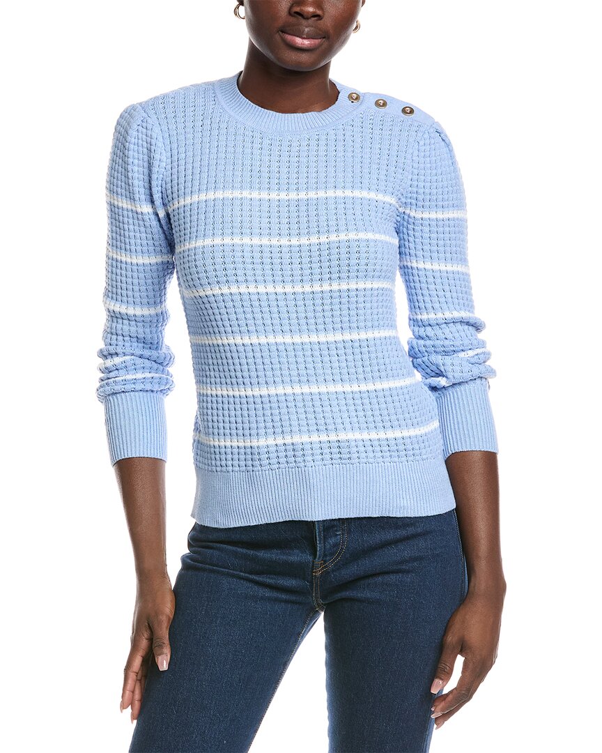 Forte Cashmere Waffle Knit Sweater In Blue