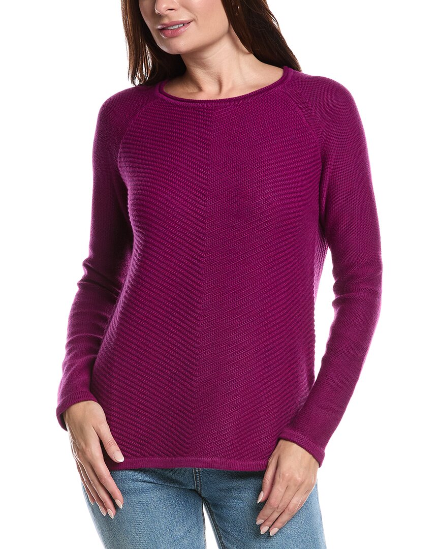Forte Cashmere Diagonal Texture Sweater In Purple