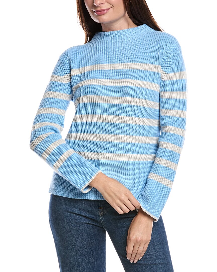 Forte Cashmere Striped Rib Funnel Neck Sweater In Multi
