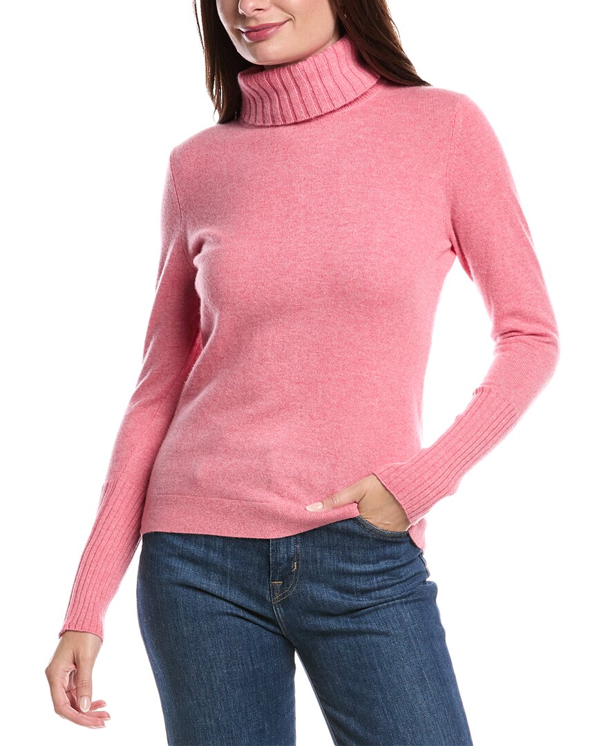 Forte Cashmere Chunky Trim Turtleneck Cashmere Sweater In Pink