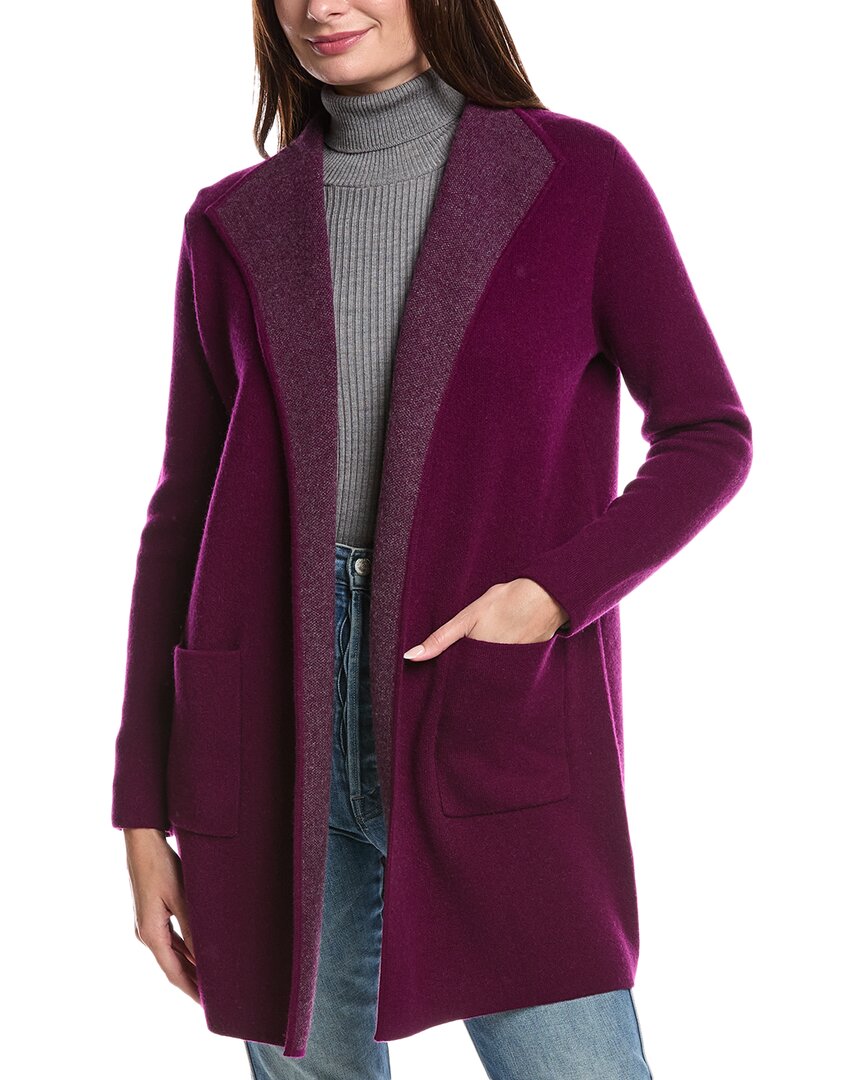 Forte Cashmere Doubleknit Cashmere Cardigan In Purple