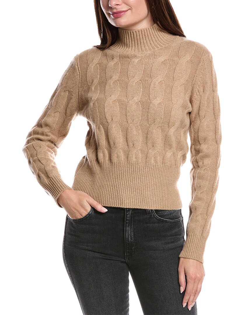 Forte Cashmere Cable Mock Neck Cashmere Sweater In Brown