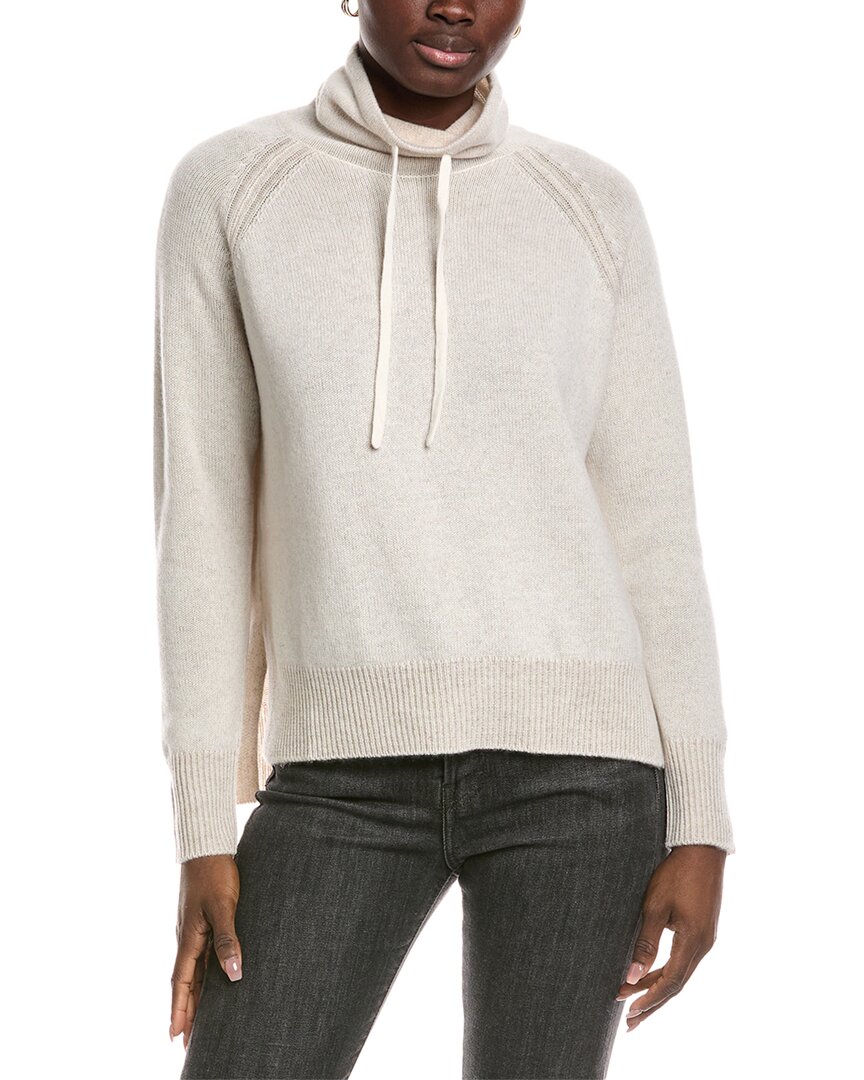 Forte Cashmere Drawstring Funnel Neck Cashmere Sweater In Neutral