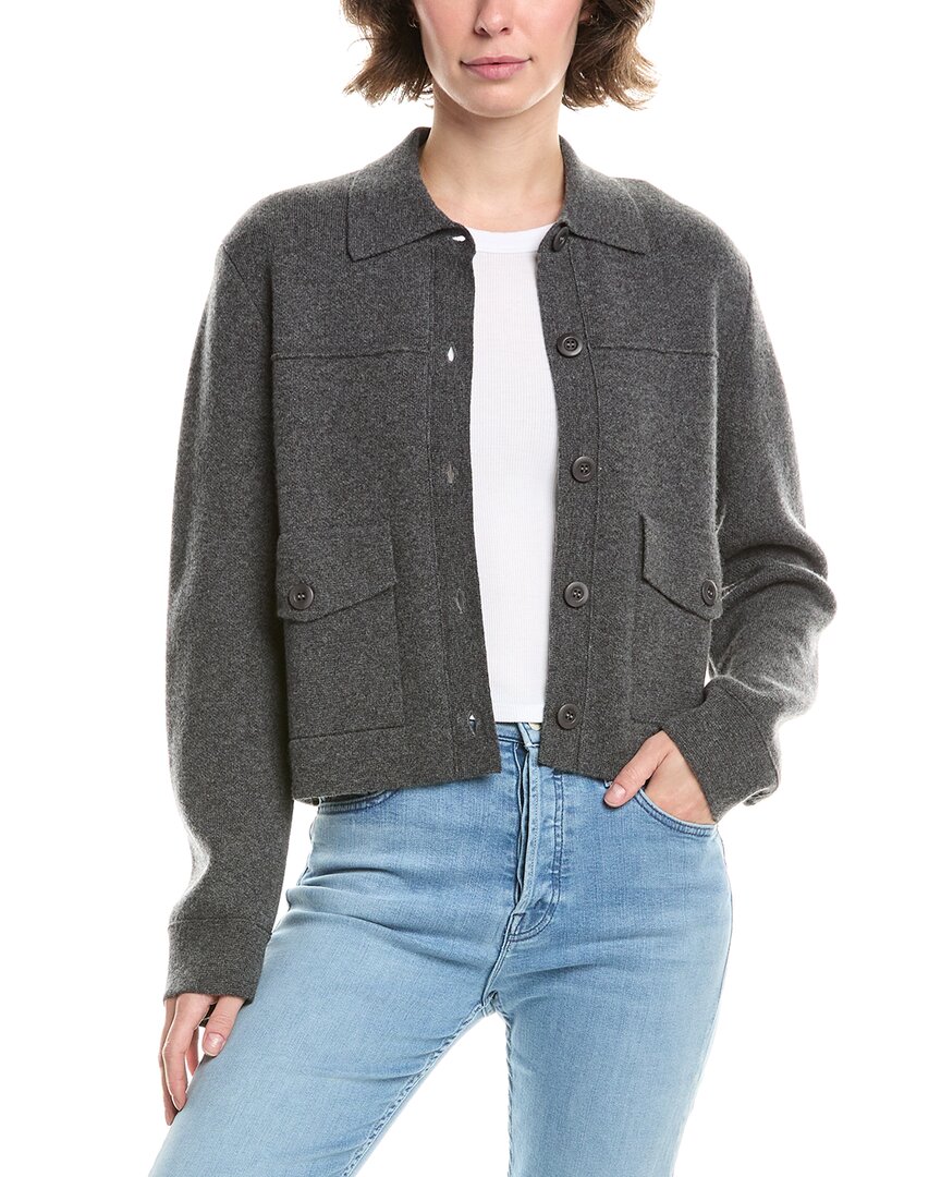 Forte Cashmere Short Doubleknit Cashmere Shacket In Gray