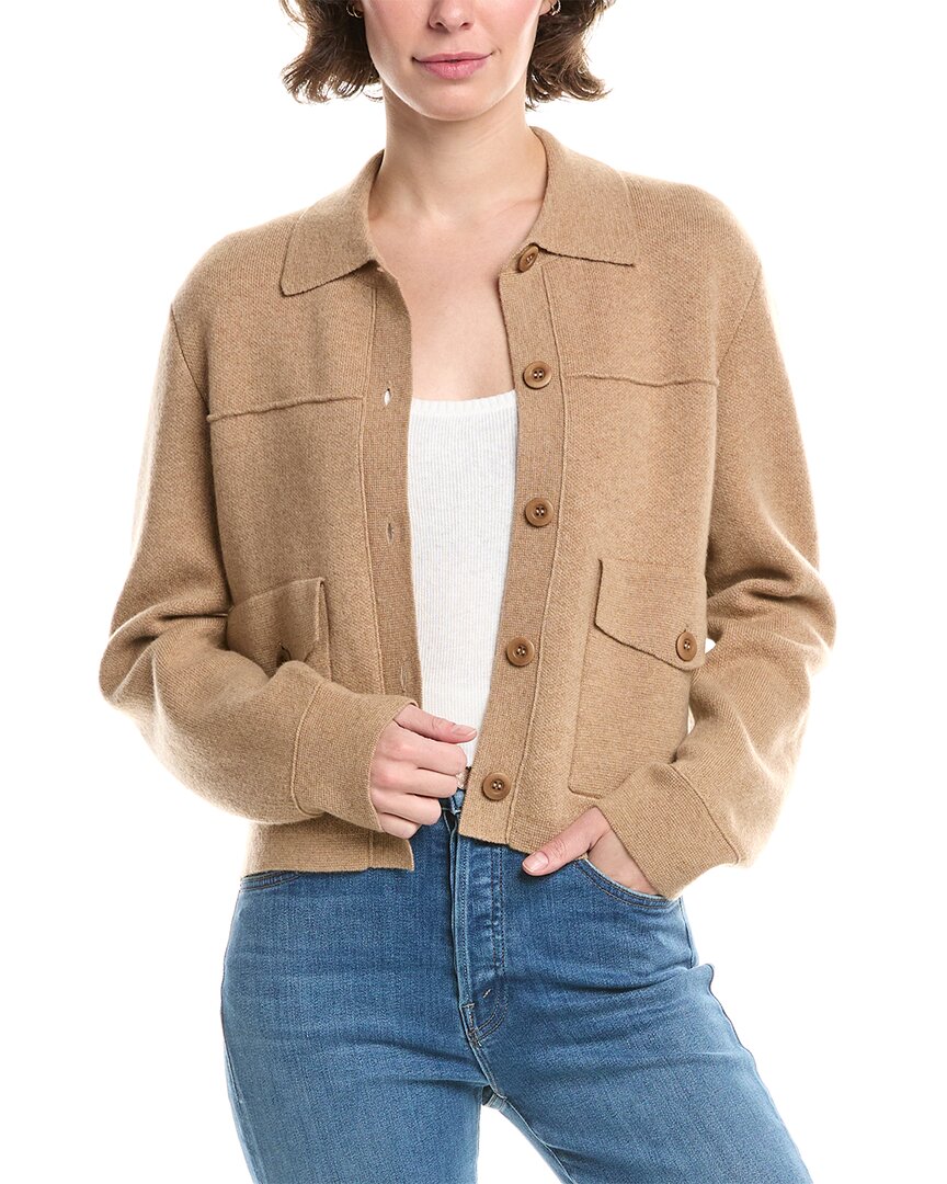 Forte Cashmere Short Doubleknit Cashmere Shacket In Brown