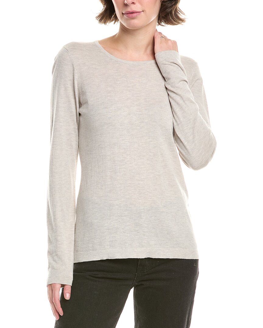 Forte Cashmere Crewneck Silk & Cashmere-blend Sweater In Gray