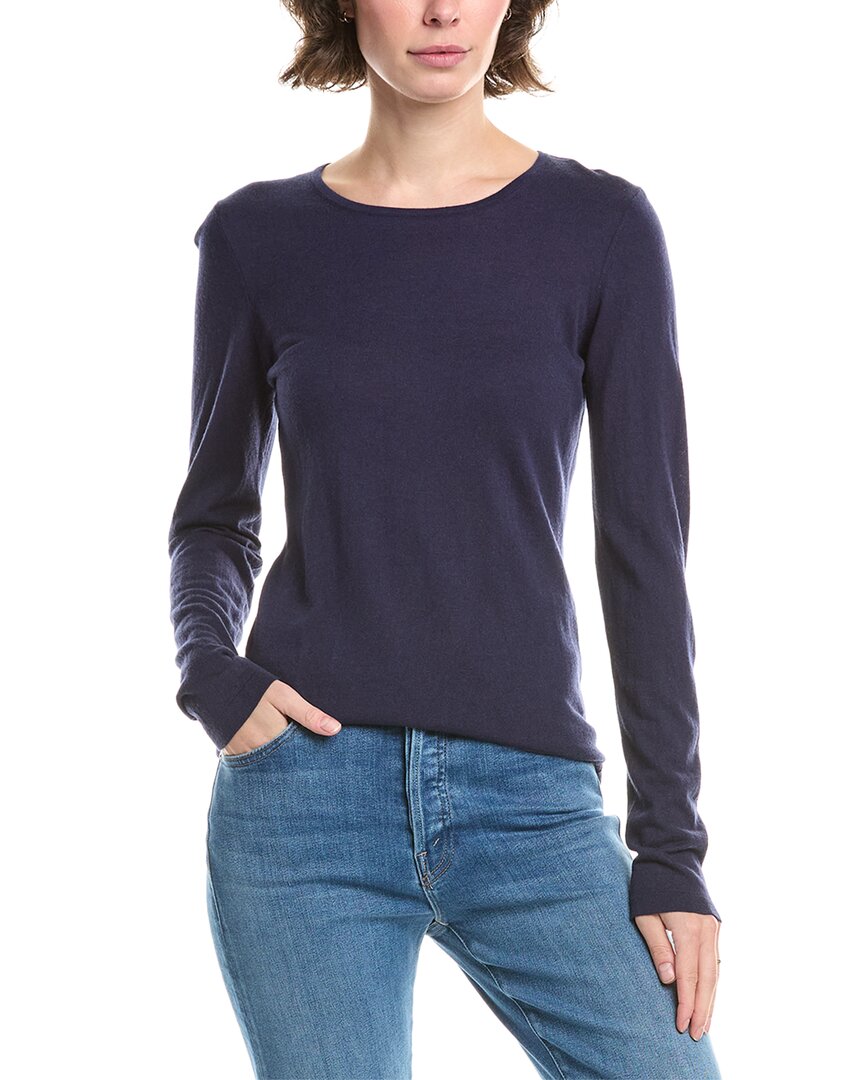 Forte Cashmere Crewneck Silk & Cashmere-blend Sweater In Black