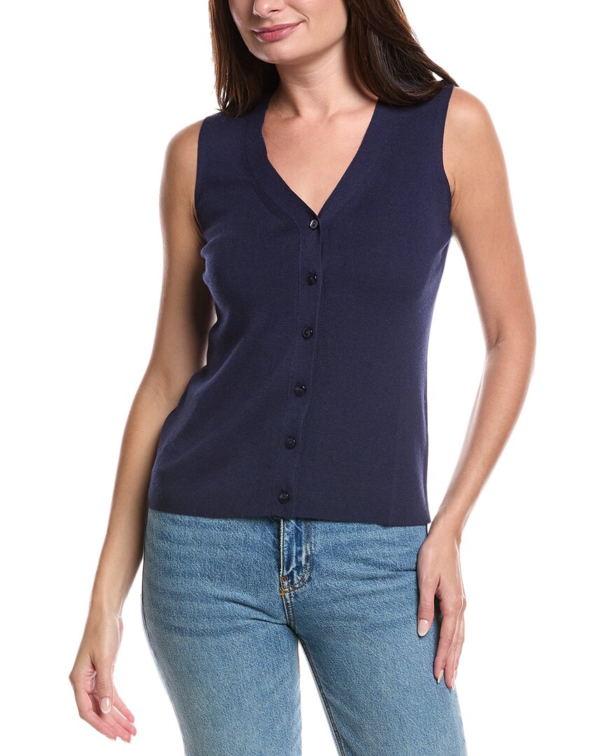 Forte Cashmere V-neck Silk & Cashmere-blend Vest In Blue