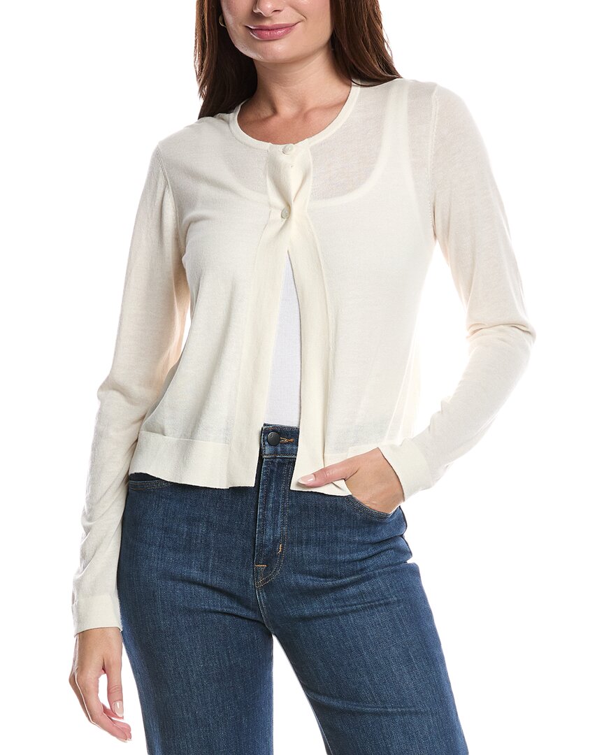 Forte Cashmere Crewneck Silk & Cashmere-blend Cardigan In Yellow
