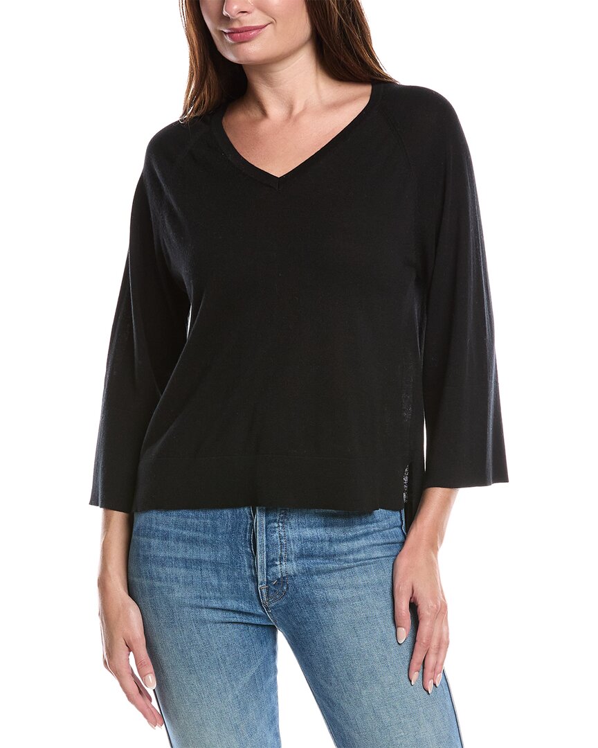 Forte Cashmere Easy Silk & Cashmere-blend Sweater In Black