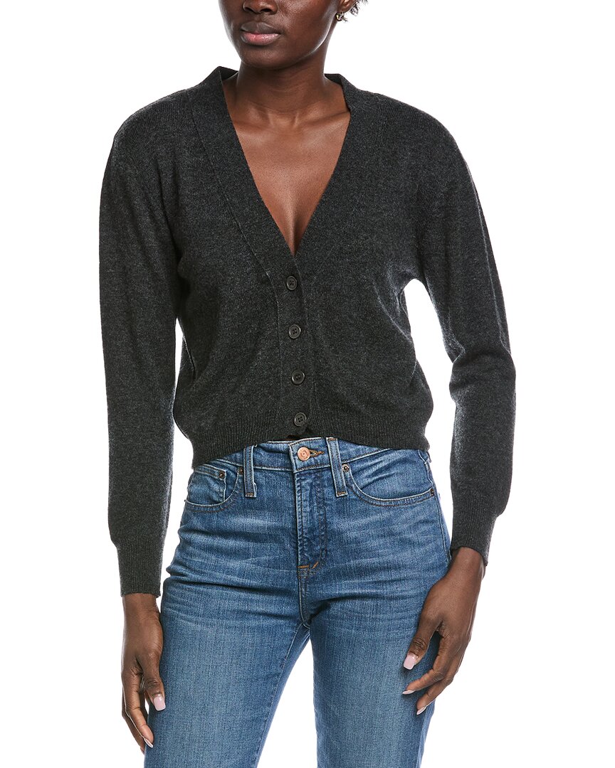 Brodie Cashmere Boxy Little Wool & Cashmere-blend Cardigan In Gray