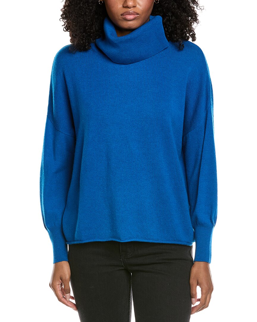 Brodie Cashmere Textured Roll Neck Wool & Cashmere-blend Sweater In Blue