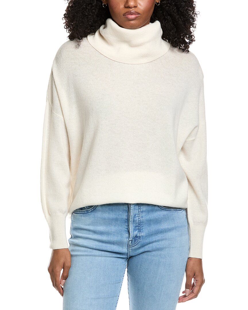 Brodie Cashmere Textured Roll Neck Wool & Cashmere-blend Sweater In White