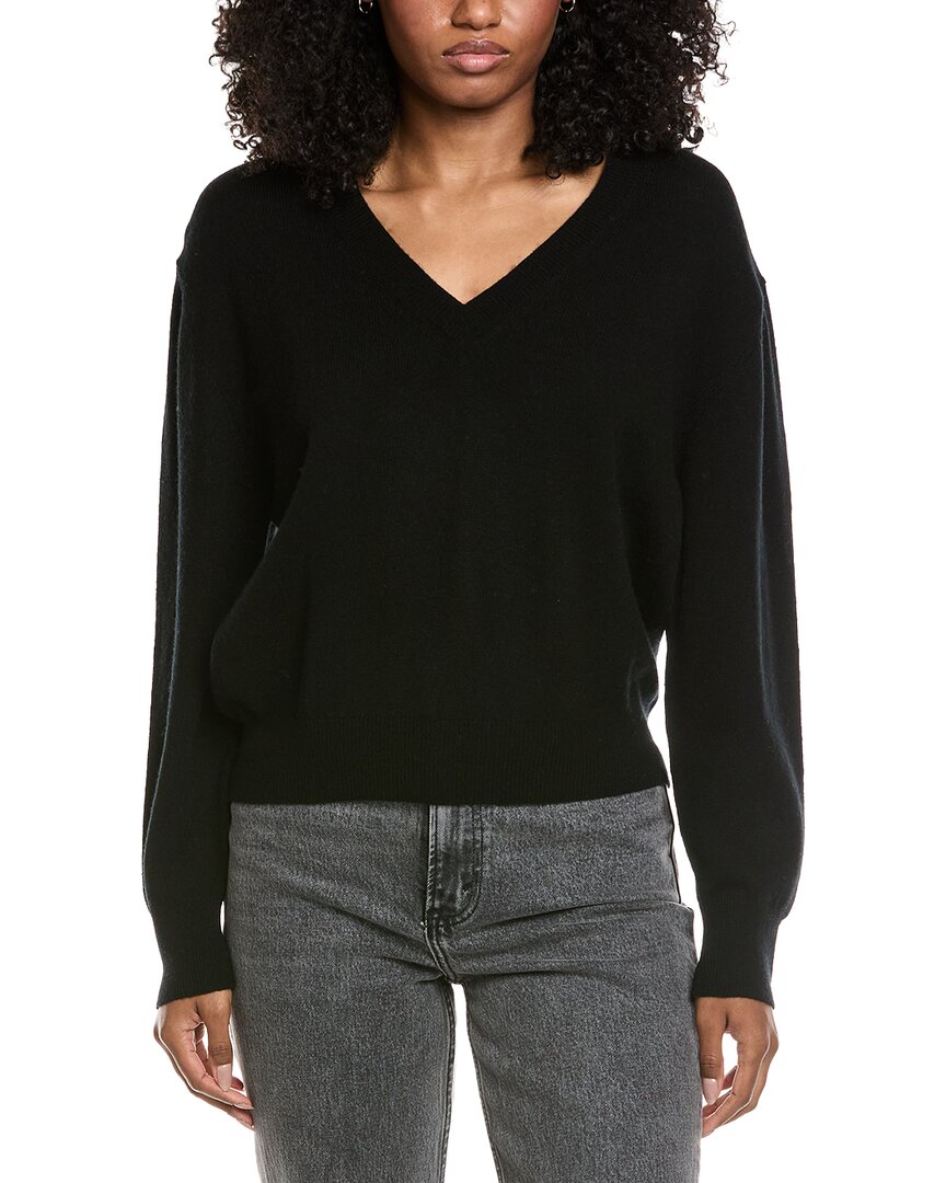 Brodie Cashmere Easy V-neck Wool & Cashmere-blend Sweater In Black