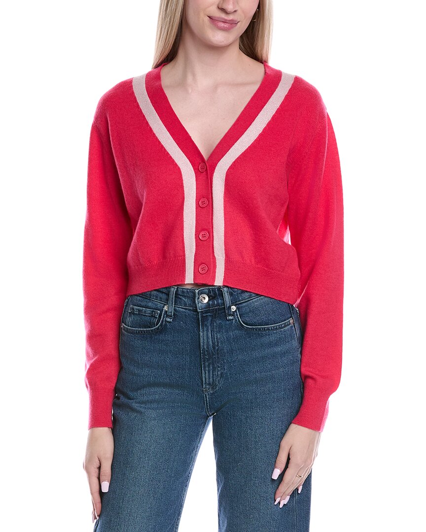 Brodie Cashmere Lurex Trim Wool & Cashmere-blend Cardigan In Pink