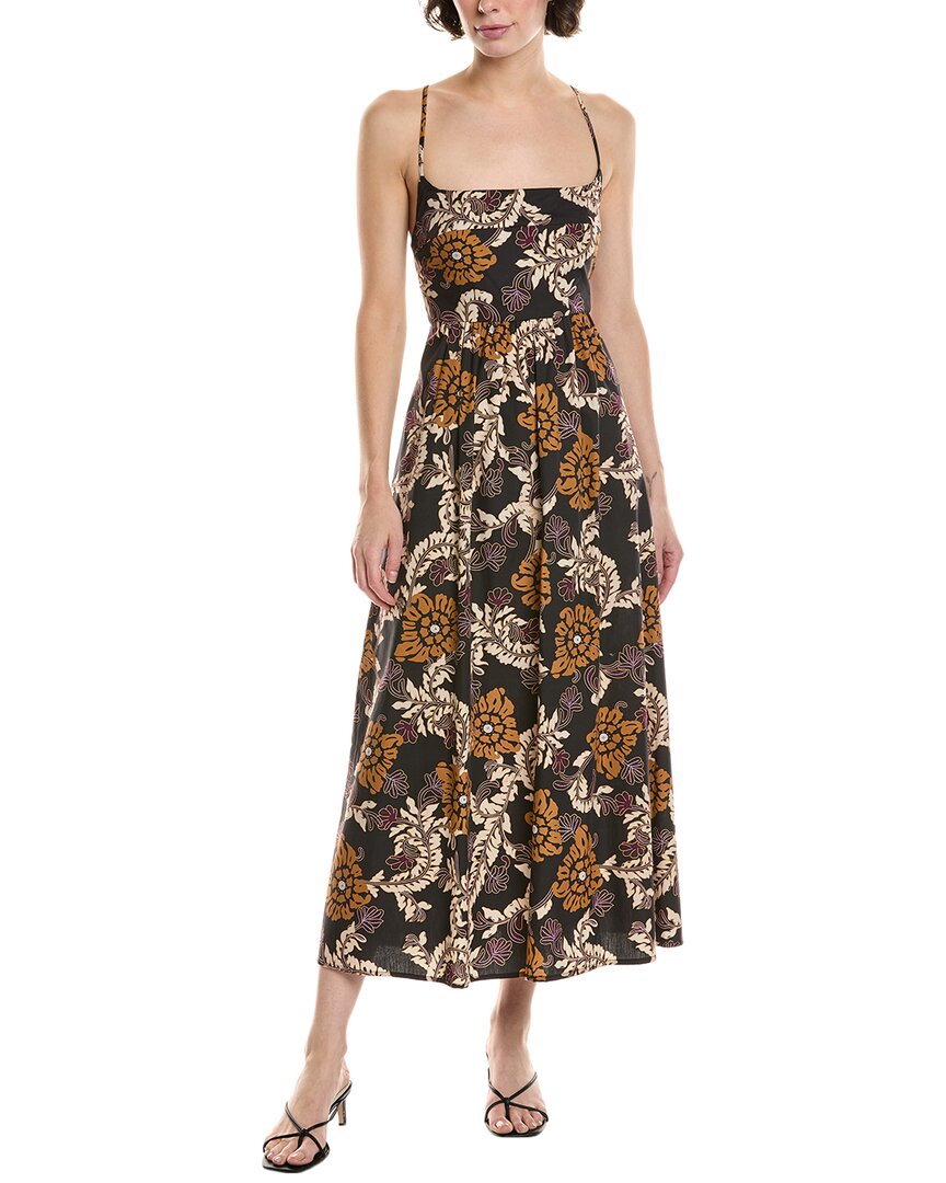 Reveriee Halter Midi Dress In Brown