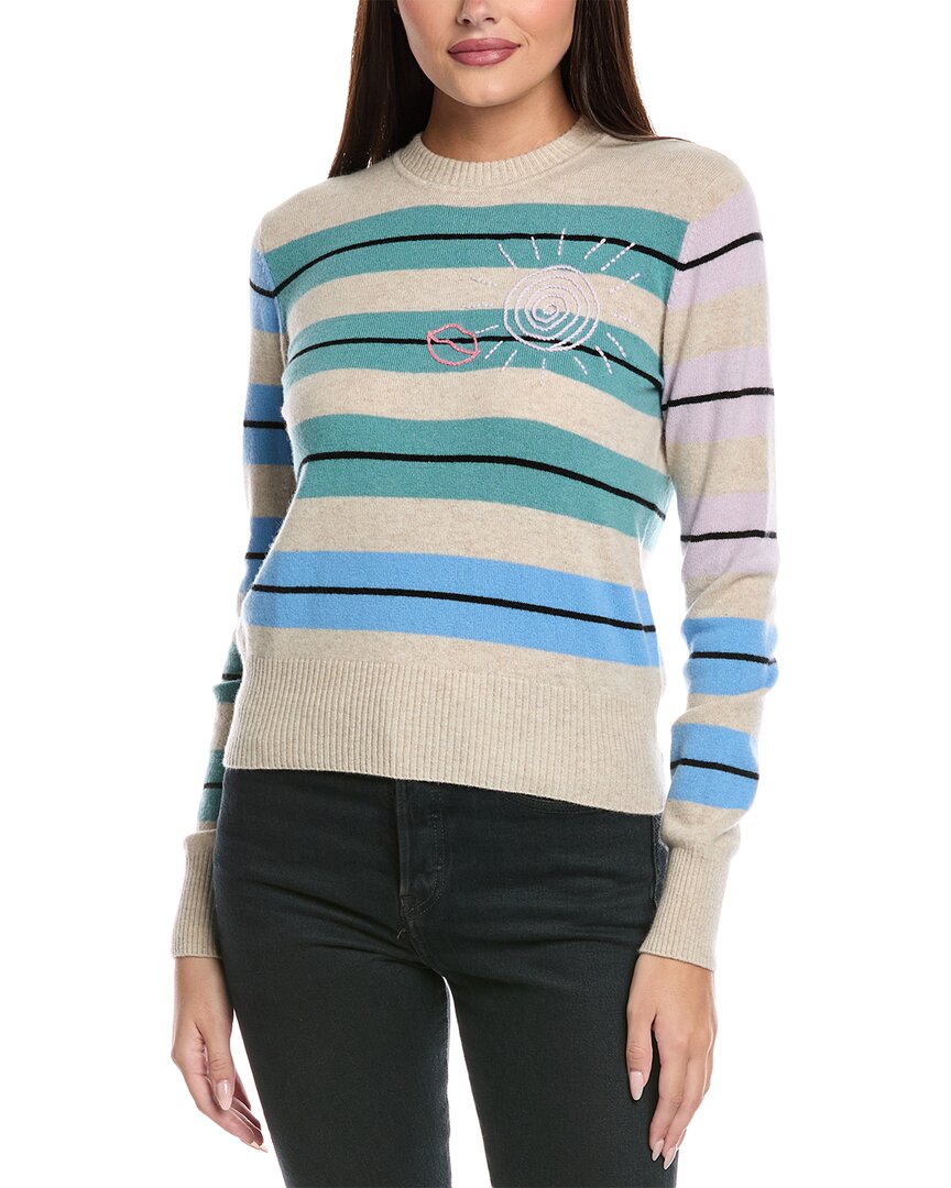 &isla Jules Striped Embroidered Cashmere Sweater In Multi