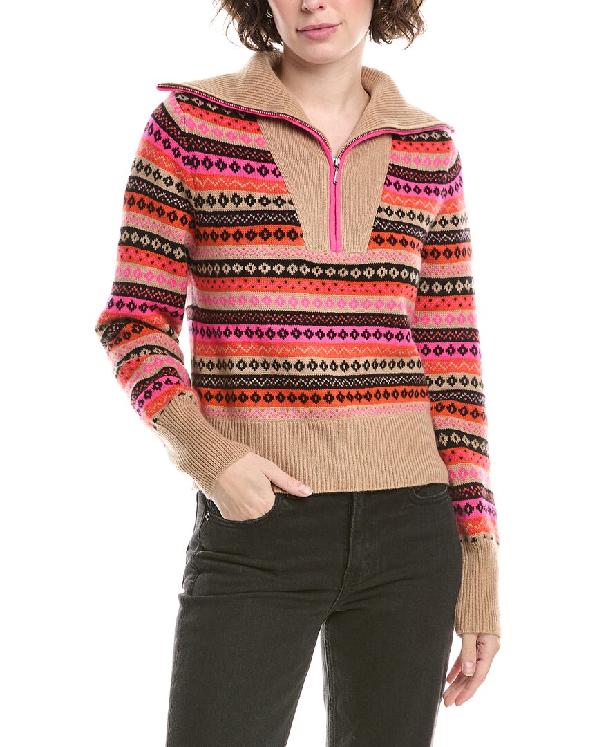 &isla Grace 1/2-zip Cashmere Sweater In Animal Print