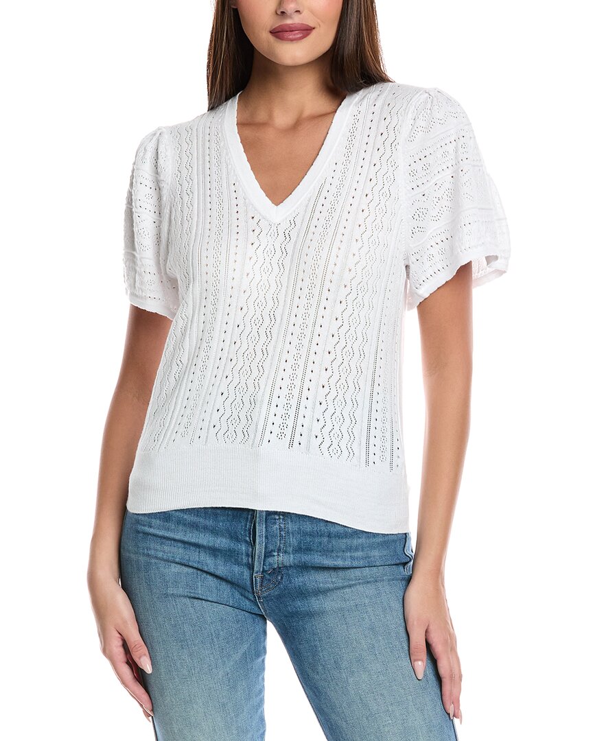 &isla Madison Pointelle Top In White