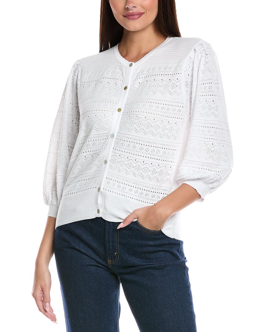 &isla Violet Pointelle Cardigan In White