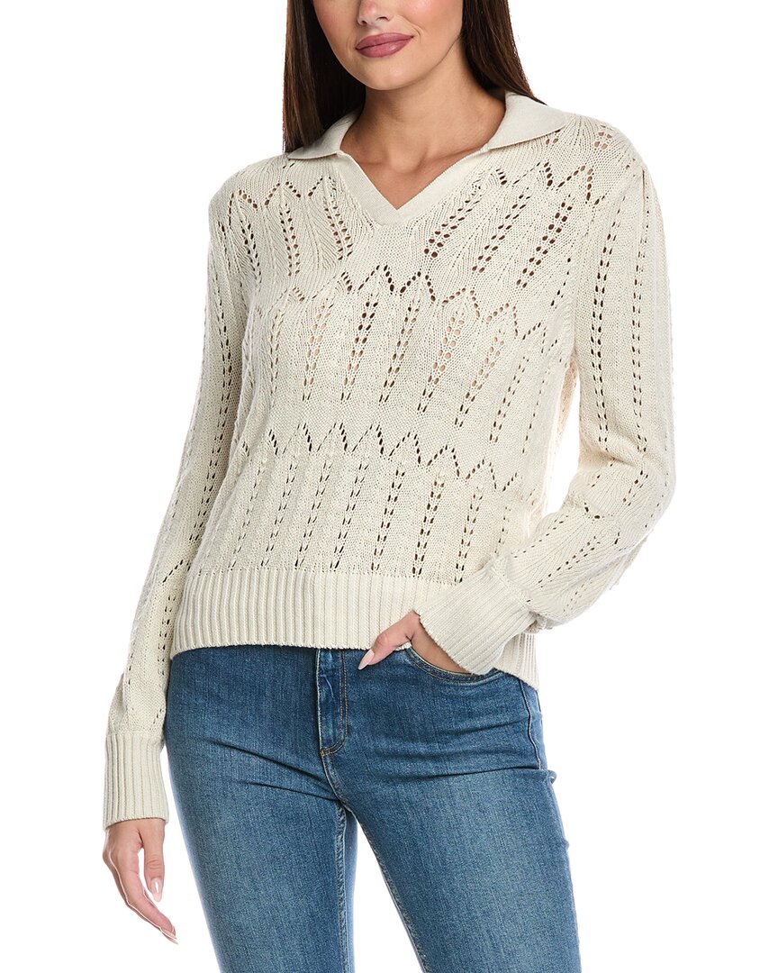 &isla Phoebe Pointelle Polo Sweater In Neutral