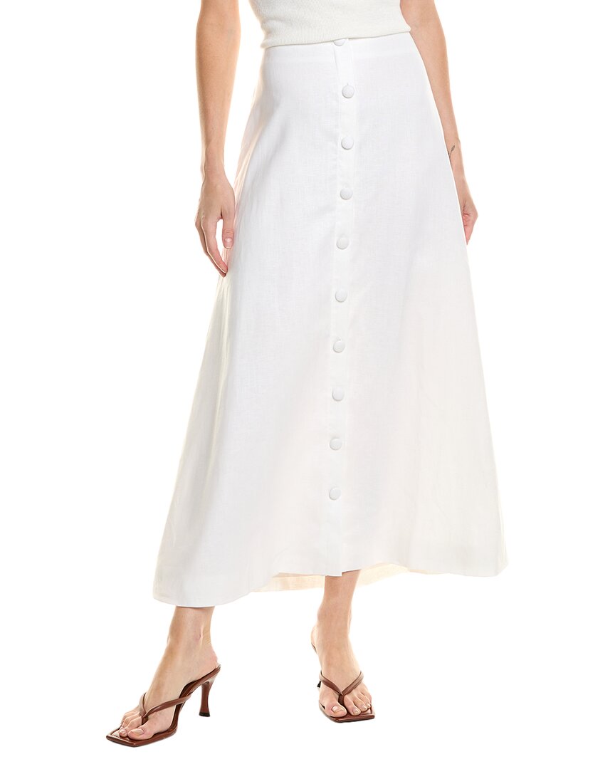 Seraphina Linen Midi Skirt In White