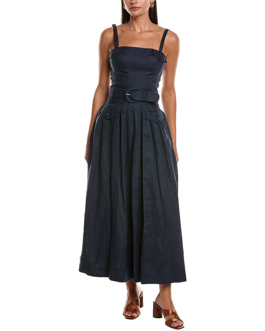 Nicholas Shelby Belted Utility Linen Midi Dress