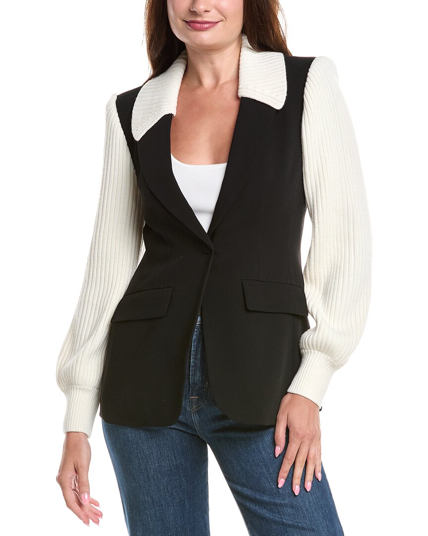 Cinq À Sept Knit Combo Cheyenne Blazer In Black