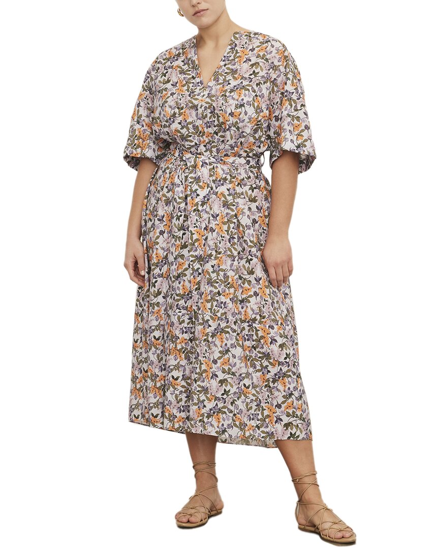 Shop Vince Wisteria Vine Cuffed V-neck Dress