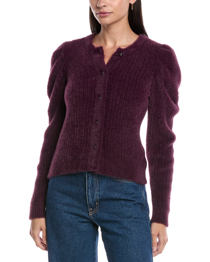 Rebecca Minkoff Fuzzy Janine Cardigan In Purple