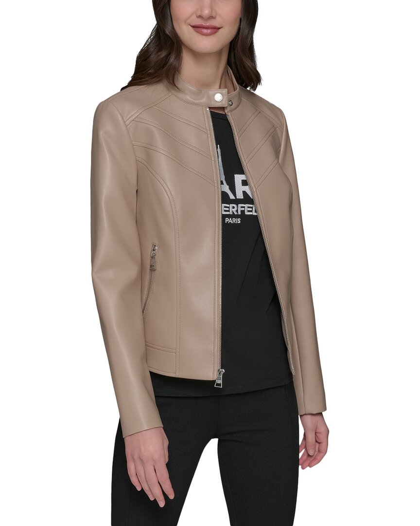 Karl Lagerfeld Chevron Zip Front Jacket