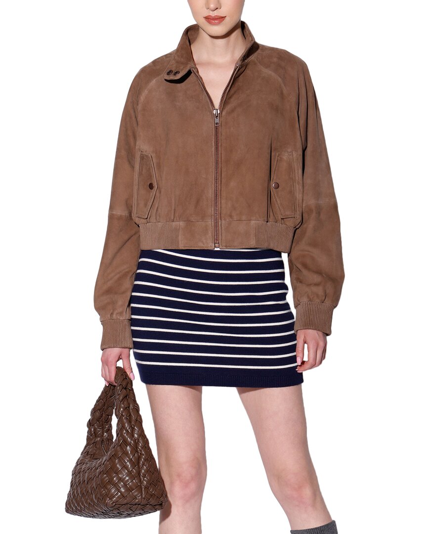 Walter Baker Bowie Suede Bomber Jacket In Brown