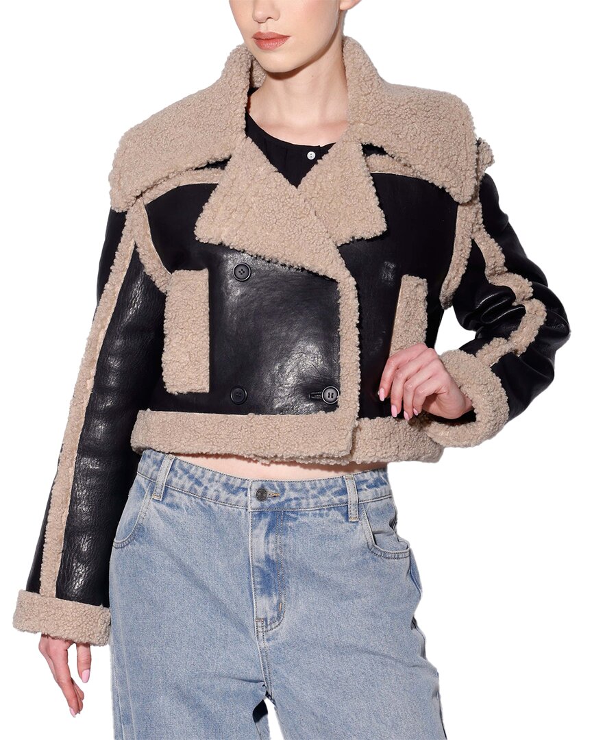Walter Baker Helena Shearling Jacket In Black