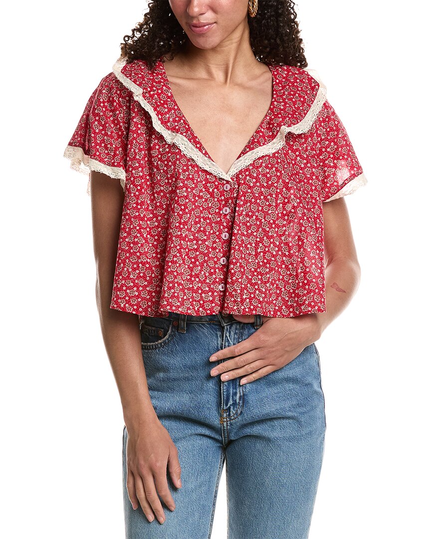 Free People Truly Yours Printed Blouse