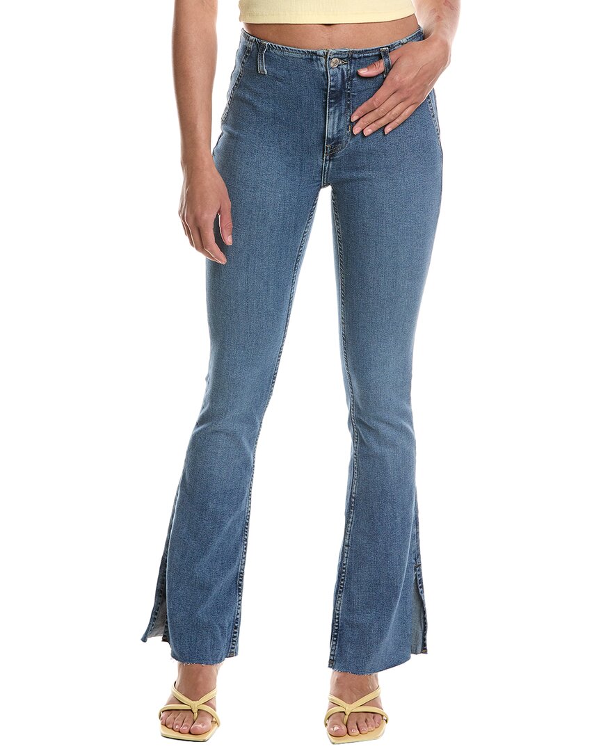Free People Level Up Slit Bootcut Sunburst Blue Flare Jean